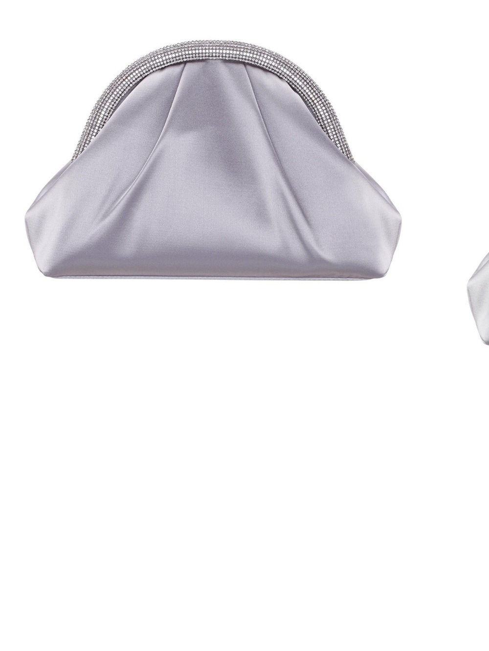 Nina Silver Satin Evening Clutch with Rhinestone Trim NWT